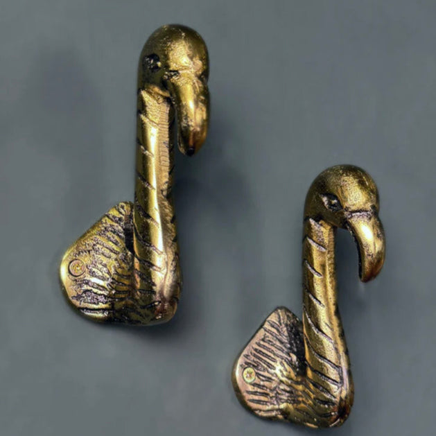 Antique Gold Flamingo Head Coat Hook