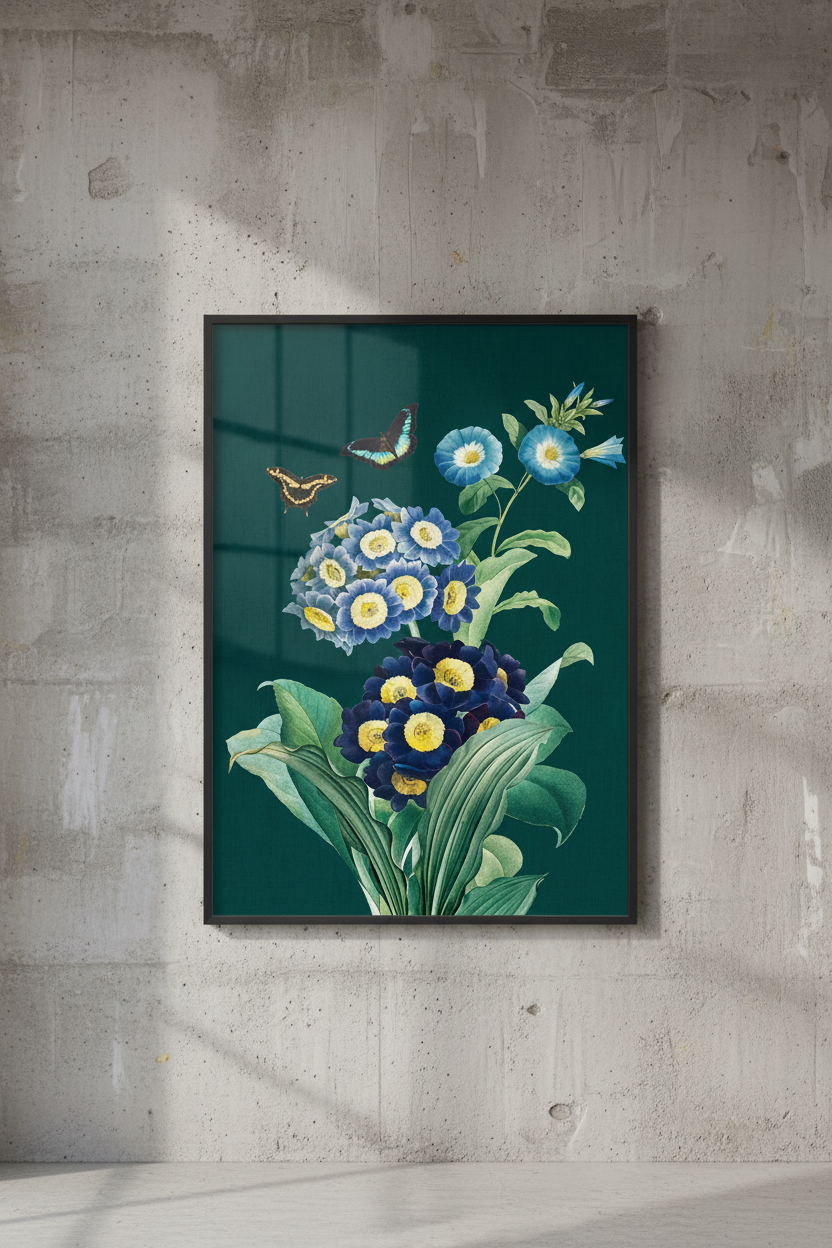 Vintage Florals and butterflies Print
