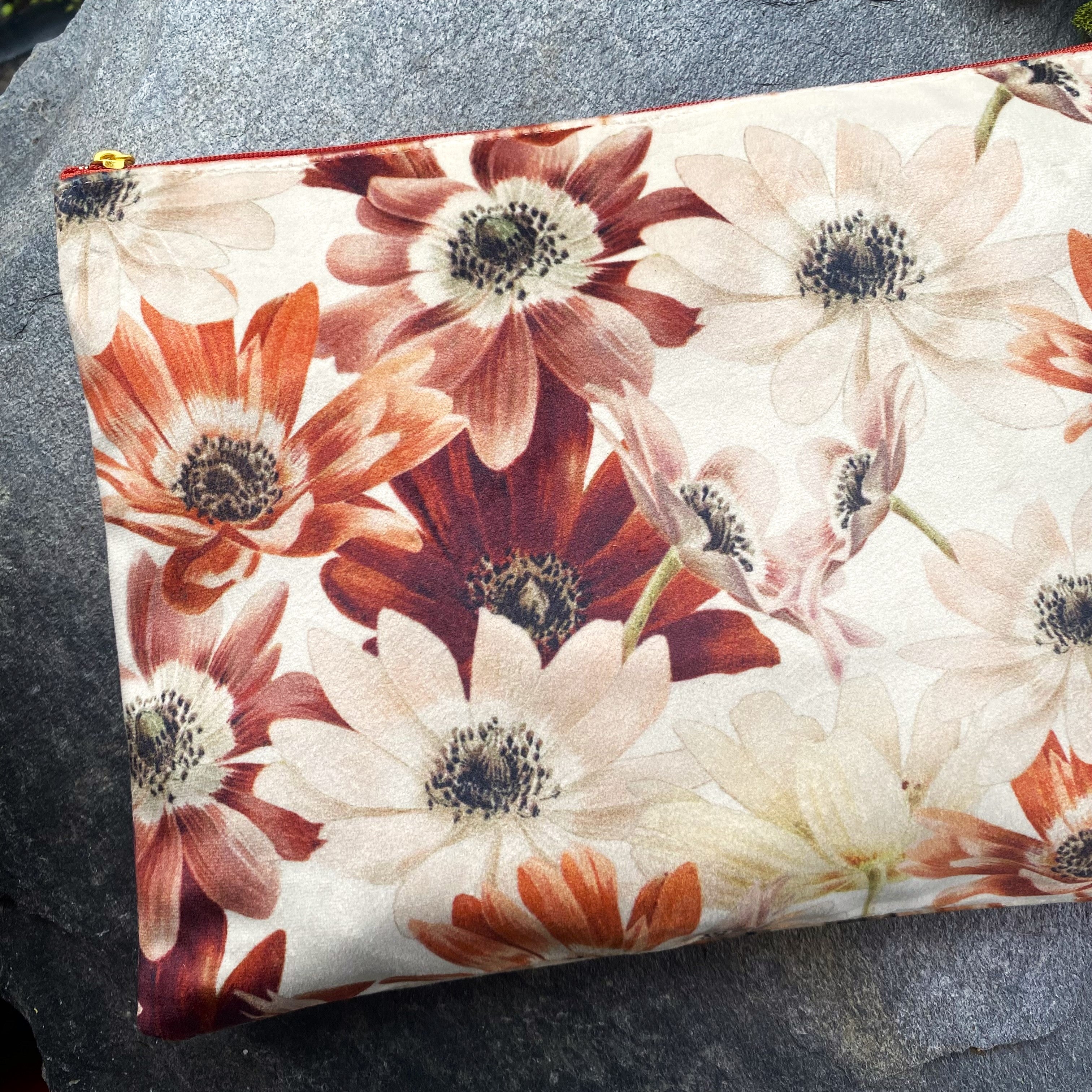 Red Floral Makeup Bag