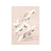 Japanese crane birds and pink mountains art print displayed in a stylish neutral interior.