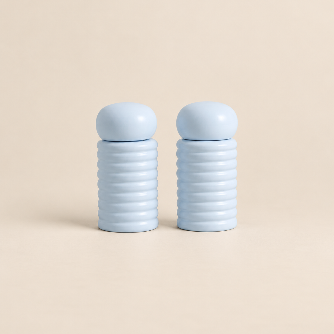 Powder Blue Ribbed Salt & Pepper Grinders – Set of 2