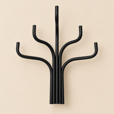 matt black coat hanger, black wall coat hooks, tree coat hanger, sculptural coat hanger, modern coat hooks, designer hallway storage, contemporary wall hooks, Stone and Beige