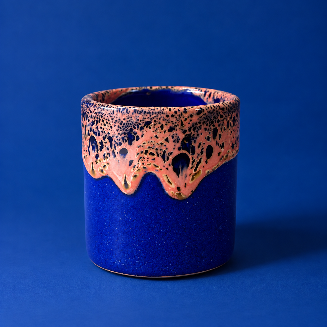 Fara Blue & Coral Glazed Clay Coffee Mug