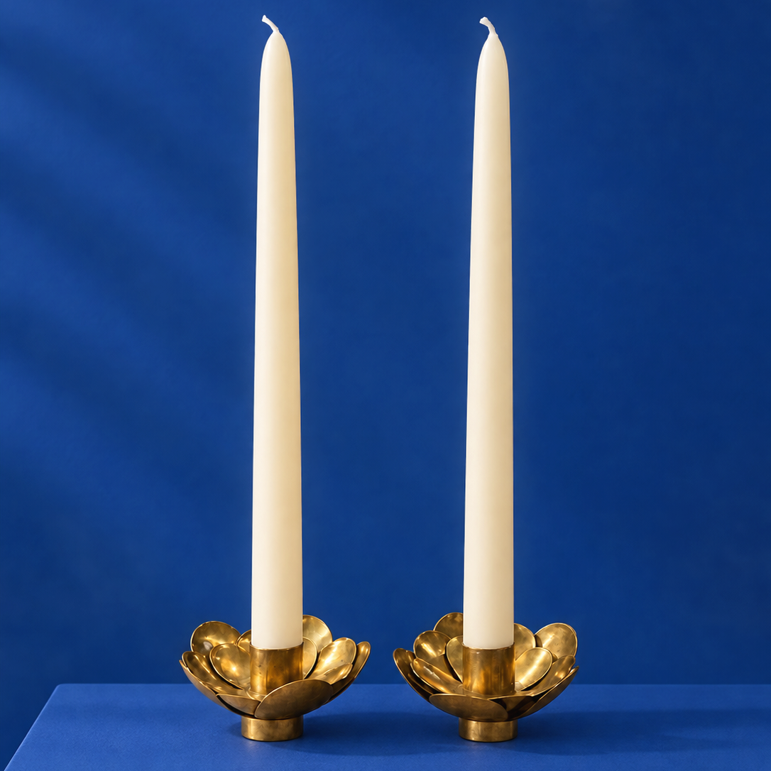 Vintage Brass Flower Dinner Candle Holder