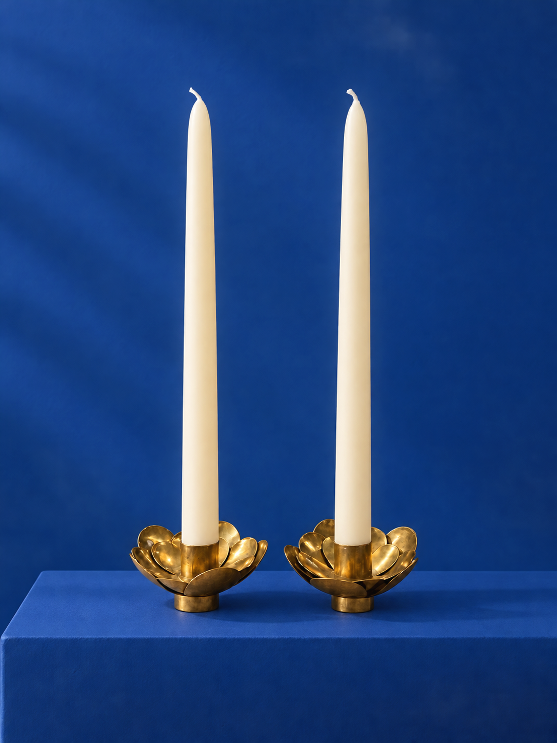 Vintage Brass Flower Dinner Candle Holder