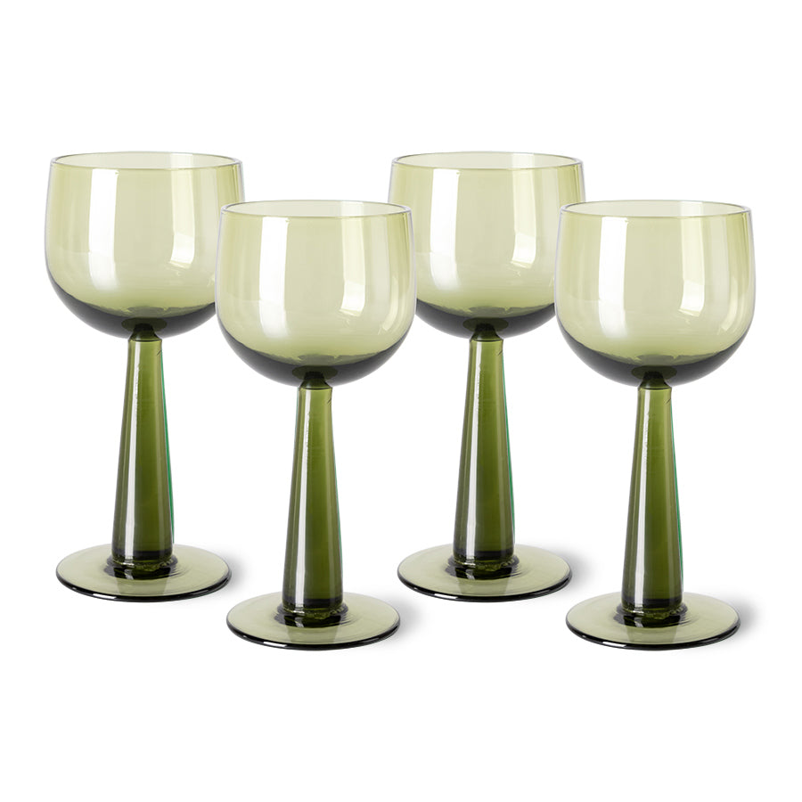 HKLIVING Set of 4 Green Tall Wine Glasses