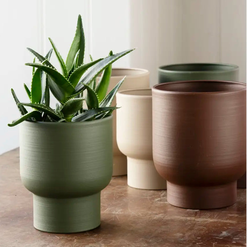 Set of Two Matt Ruby Wine Plant Pots