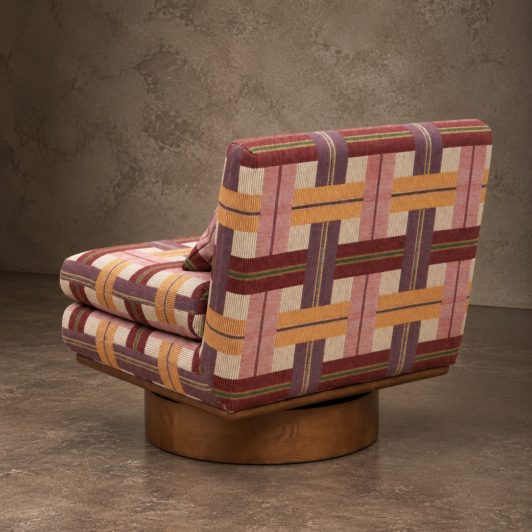Pastel Retro Pink & Mustard Swivel Lounge Chair