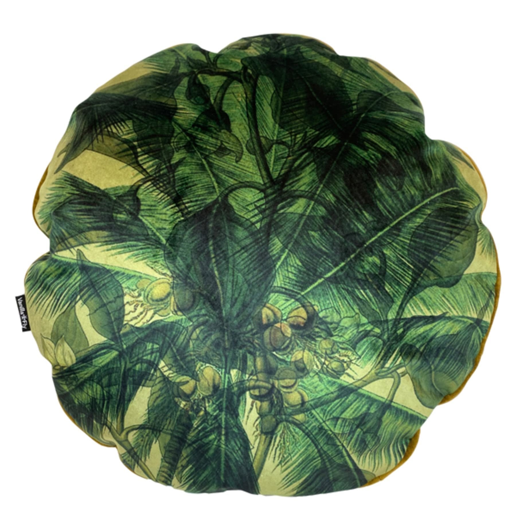 Round Palm Green Velvet Cushion