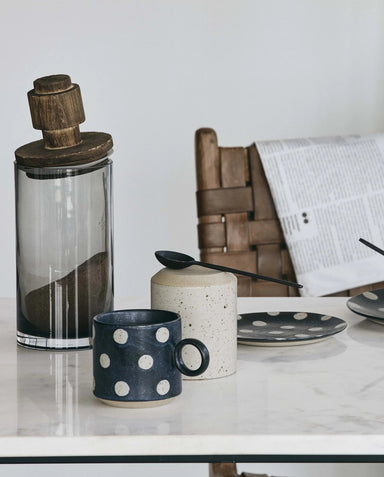 Beige Dotted Navy Stoneware Coffe Mug