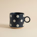 Beige Dotted Navy Stoneware Coffe Mug