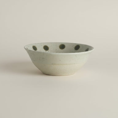 Beige/Green Dotted Stoneware Bowl - stoneandbeige