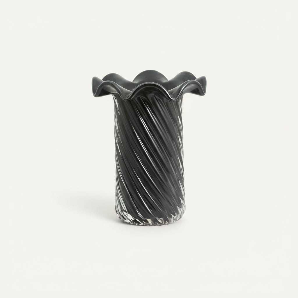 Black Sculptural Vase - stoneandbeige