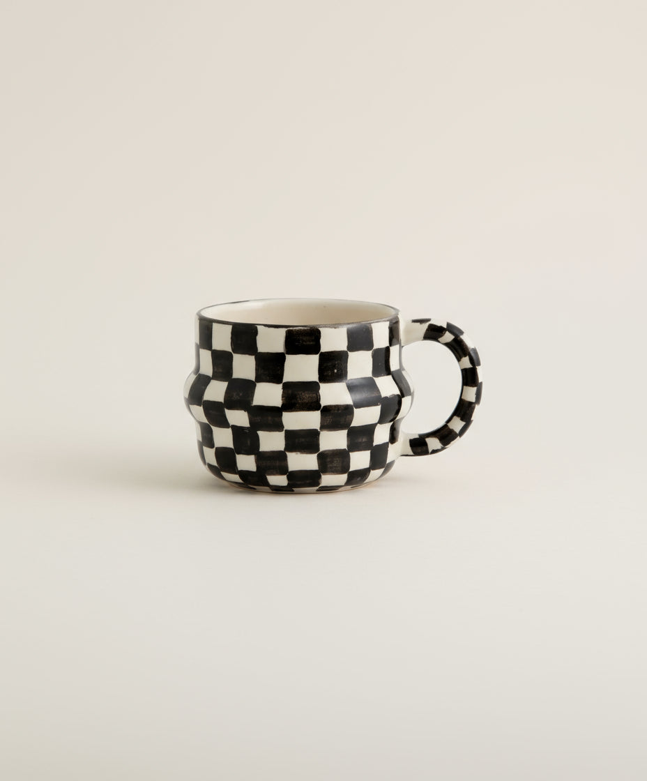 Black/Ivory Checkered Mug - stoneandbeige