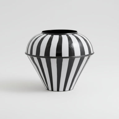 Black/White Oval Stripe Vase - stoneandbeige