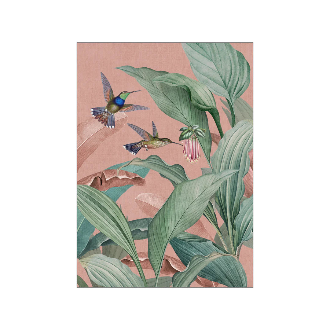 Vintage-inspired print celebrating tropical birds