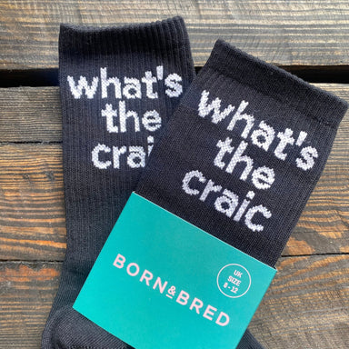 BORN & BRED Black What's The Craic Socks - stoneandbeige