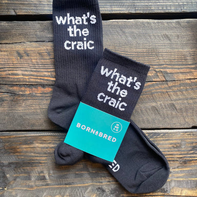 BORN & BRED Black What's The Craic Socks - stoneandbeige