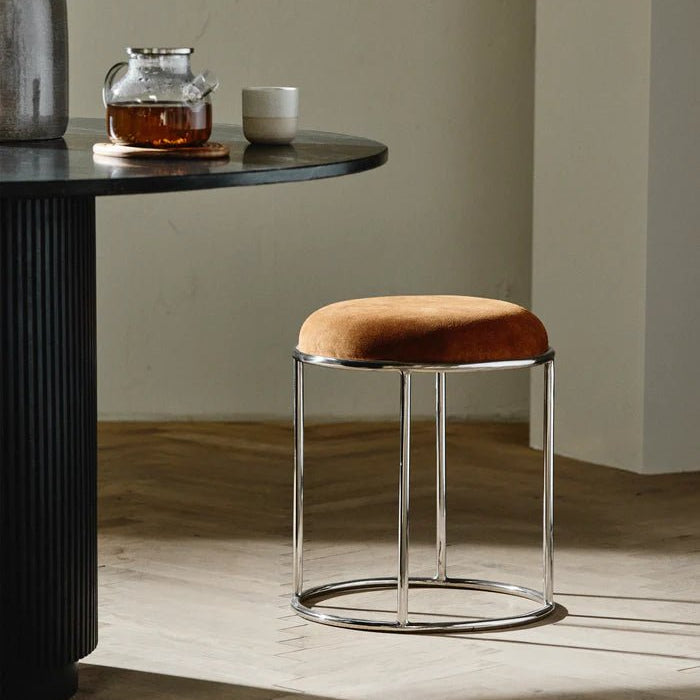 Brown Leather Stool - stoneandbeige
