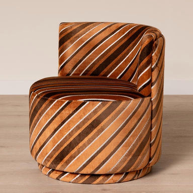 Brown Pin Stripe Swivelling Armchair - stoneandbeige