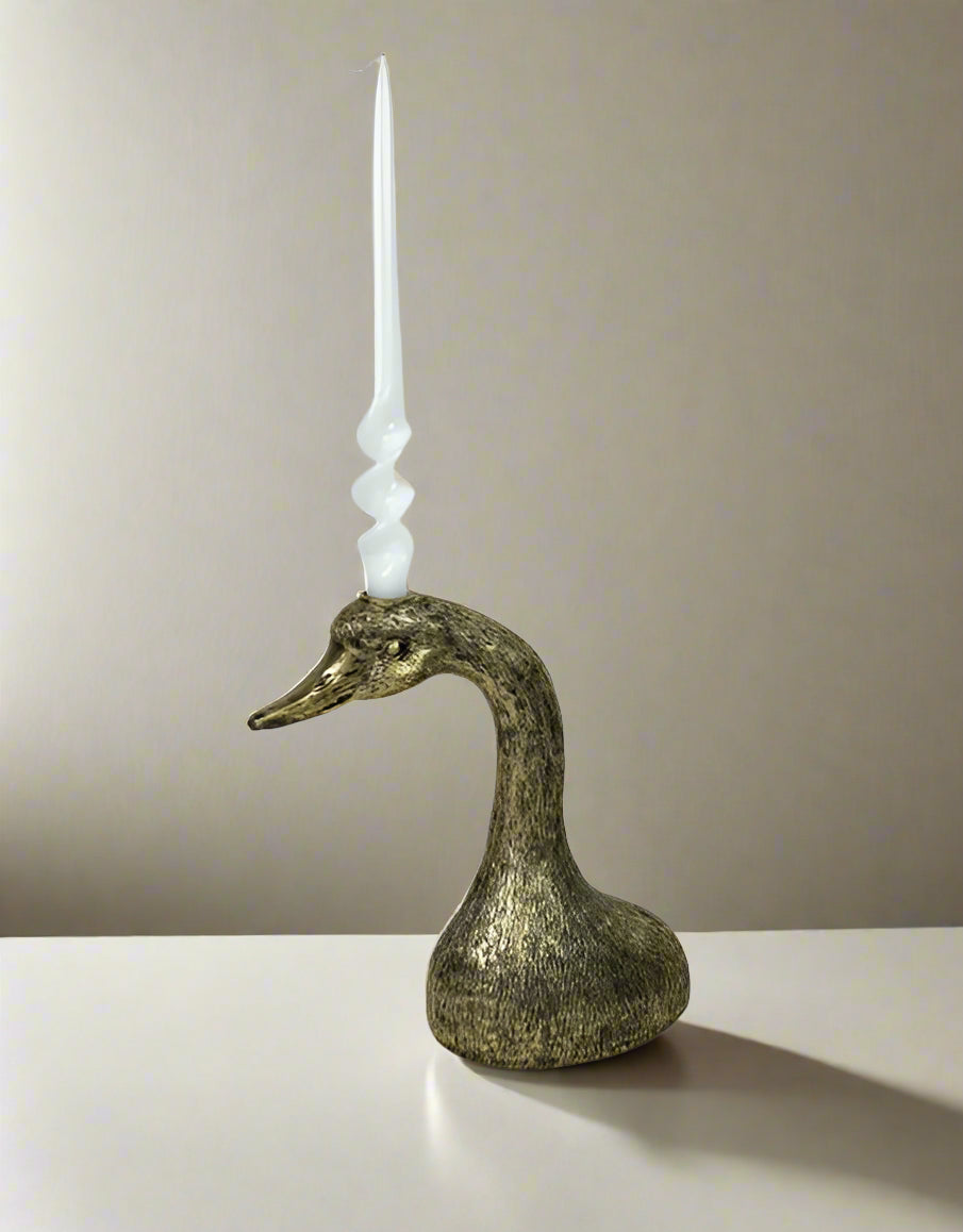 Antique Gold Duck Head Candle Holder