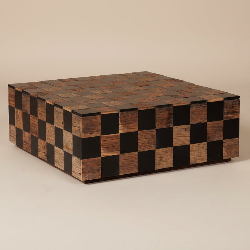 Checked Reclaim/Marble Coffee Table - stoneandbeige