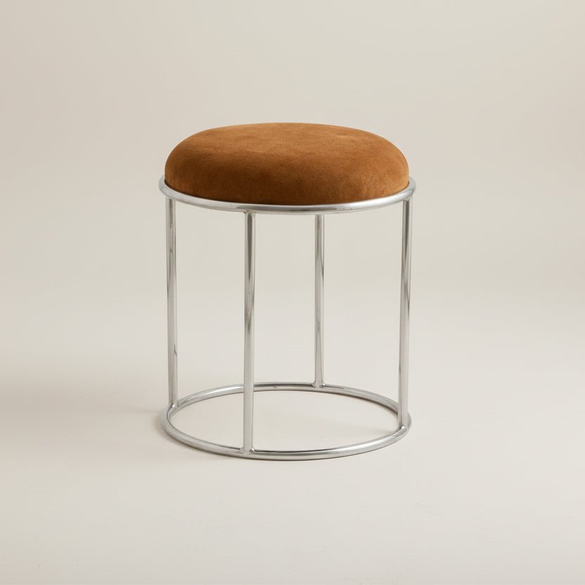 Chic Brown Leather Stool - Perfect Addition to Any Space! - stoneandbeige