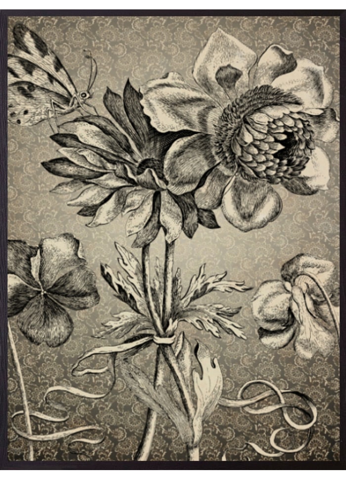 Large Antique Floral Wall Art Print