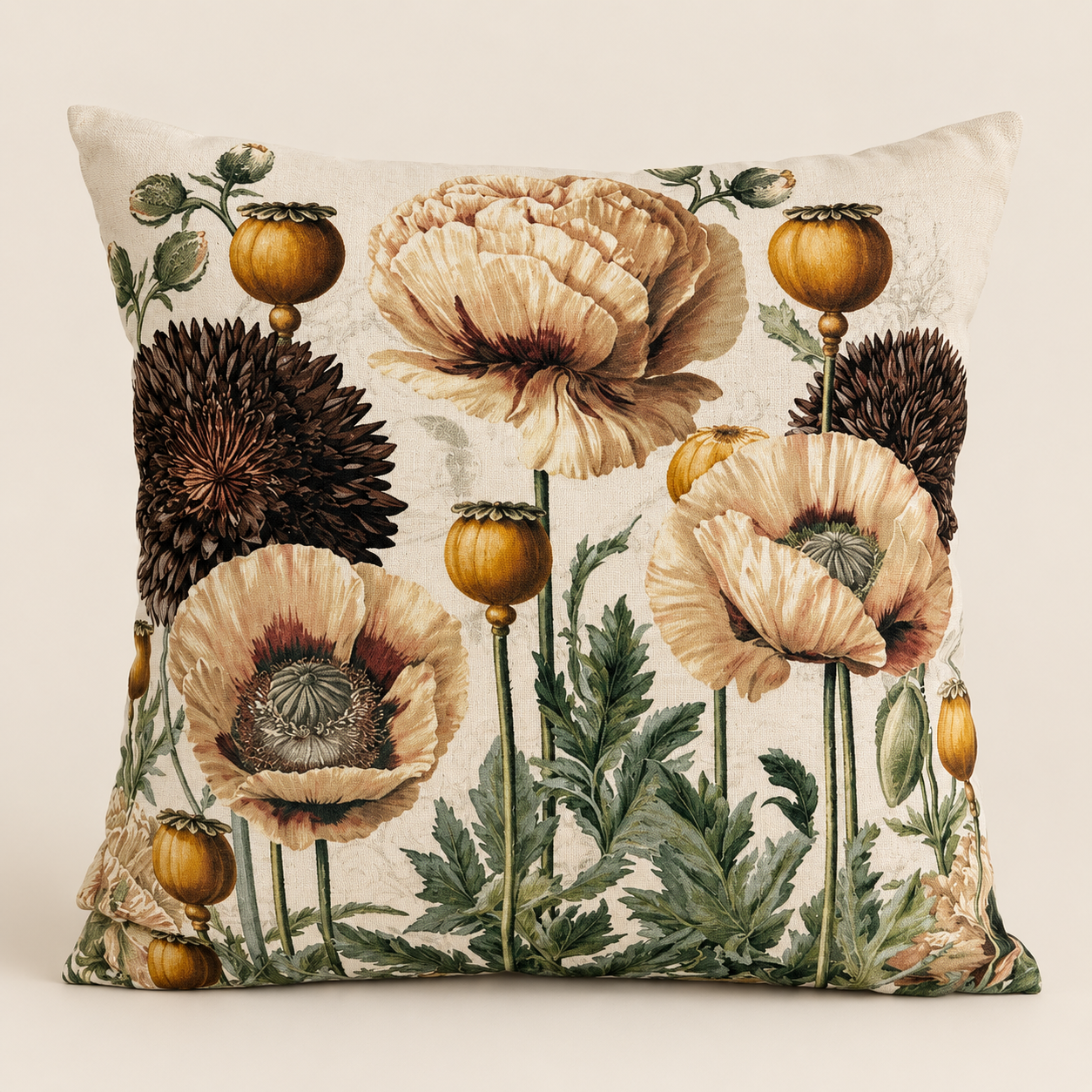Botanical Poppy Cushion