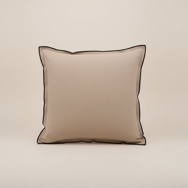 Dark Mocha Cotton & Linen Black Piping Cushion - stoneandbeige
