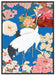 Close-up of the Japanese Cranes Floral Art Print showing detailed crane and floral artwork.