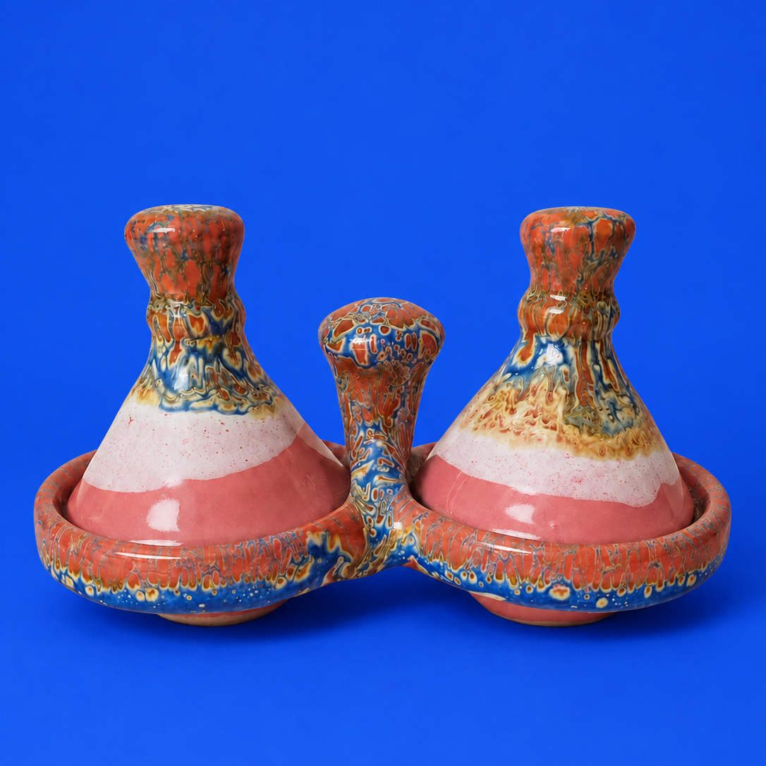 Fara Artisan Mini Pink Double Tagine Serving Set