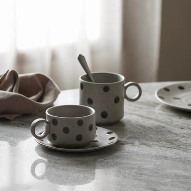 Dotted Green Glazed Stoneware Mug - stoneandbeige
