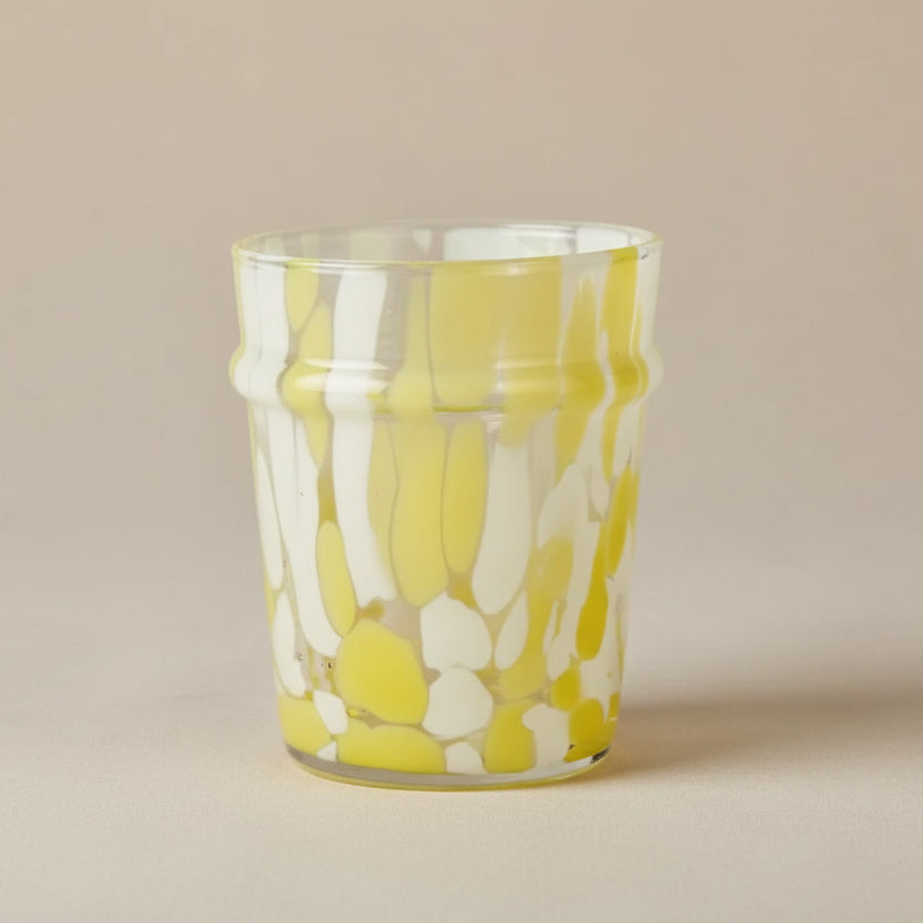 Yellow / White Hand Blown Drinking Glasses