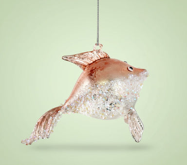 Glass Beaded Hanging Orange Fish Ornament - stoneandbeige