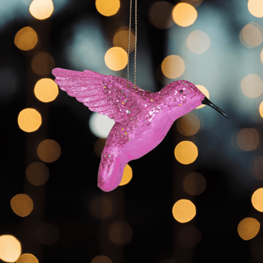 Glass Pink Hummingbird Ornament - stoneandbeige