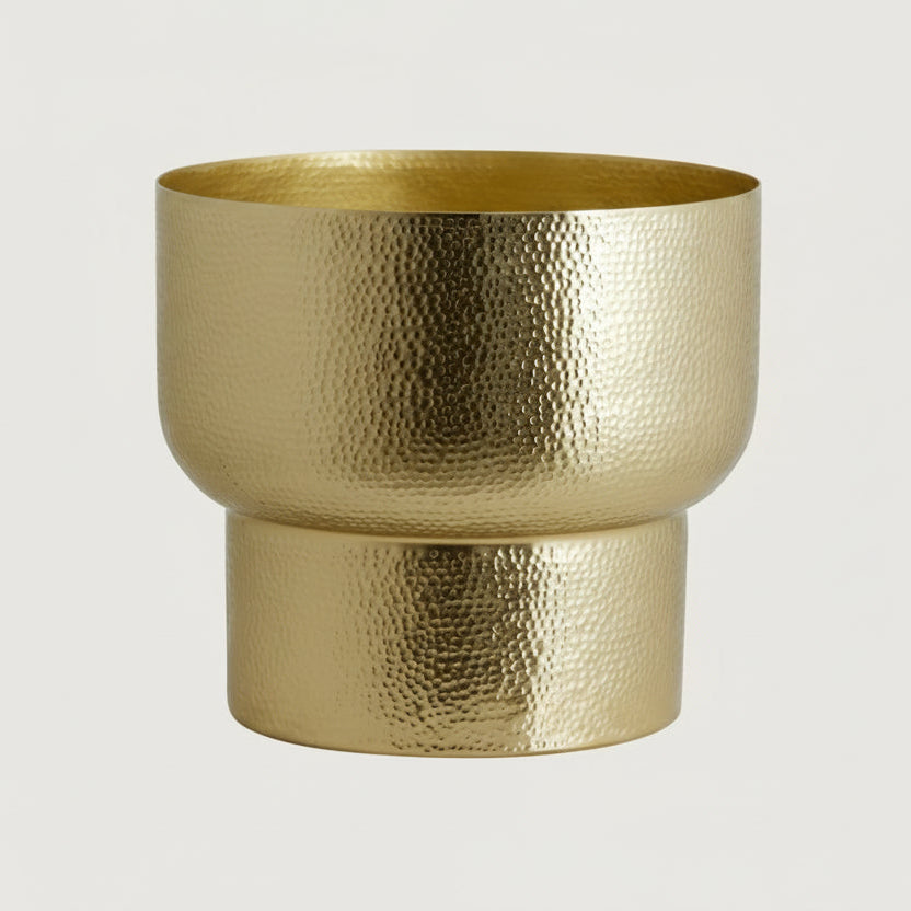 Gold Metal Round Planter - stoneandbeige