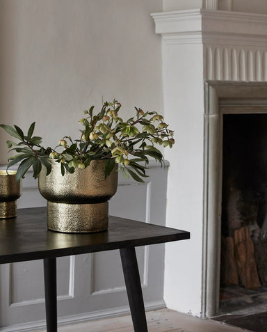 Gold Metal Round Planter - stoneandbeige