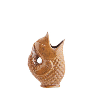 Golden Orange Glazed Stoneware Decor Fish Vase - stoneandbeige