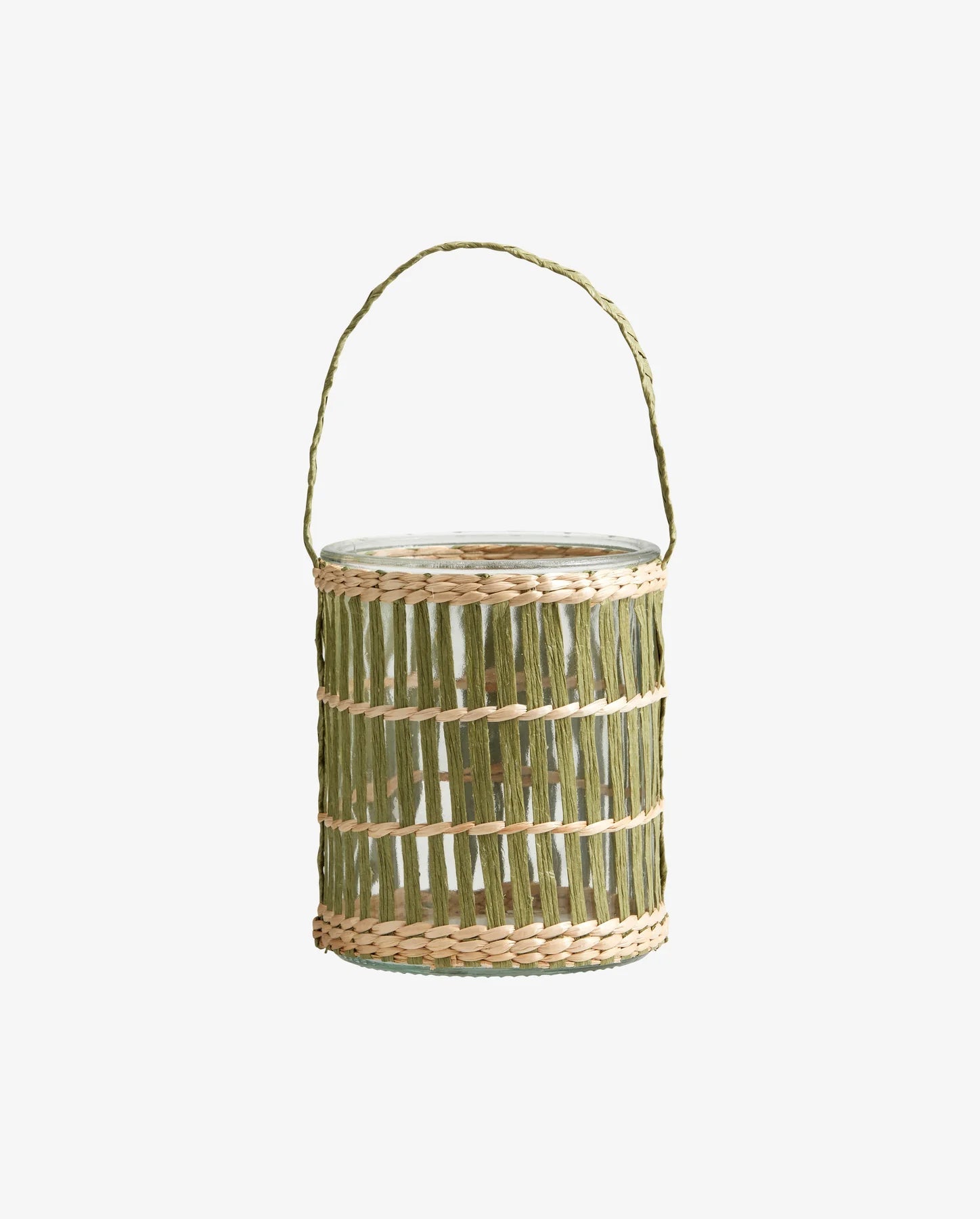 Green Glass Hanging Lantern - stoneandbeige