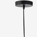 Close-up of the handcrafted woven bamboo detailing and natural finish of the ceiling light.