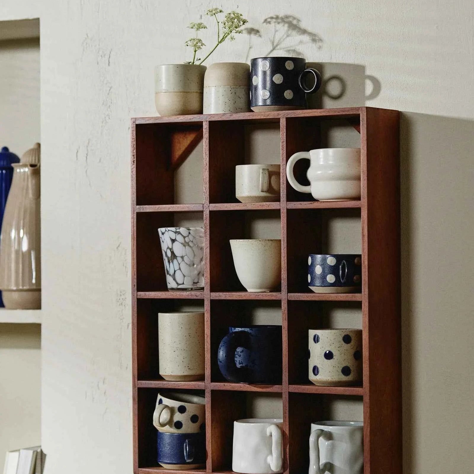 Close-up of the natural glaze highlighting the craftsmanship of the handcrafted Danish espresso mug.