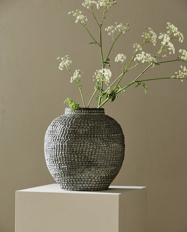 Handcrafted Textured Cement Pot - stoneandbeige