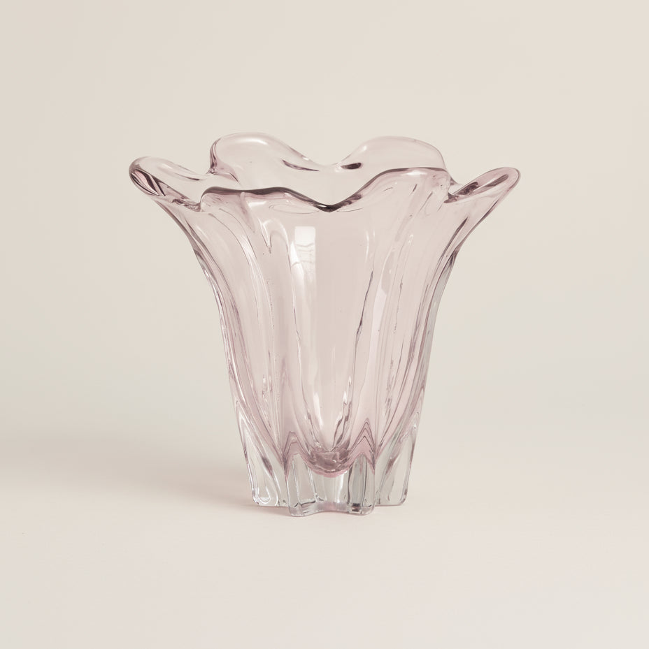 Handmade Pink Tone Shaped Glass Vase - stoneandbeige