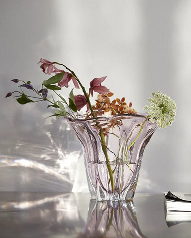 Handmade Pink Tone Shaped Glass Vase - stoneandbeige