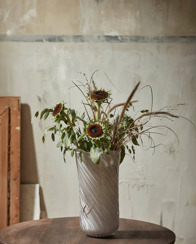 Handmade White Twist Shape Glass Vase - stoneandbeige