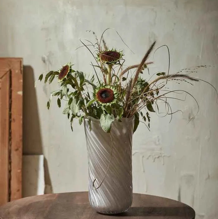 Handmade White Twist Shape Glass Vase