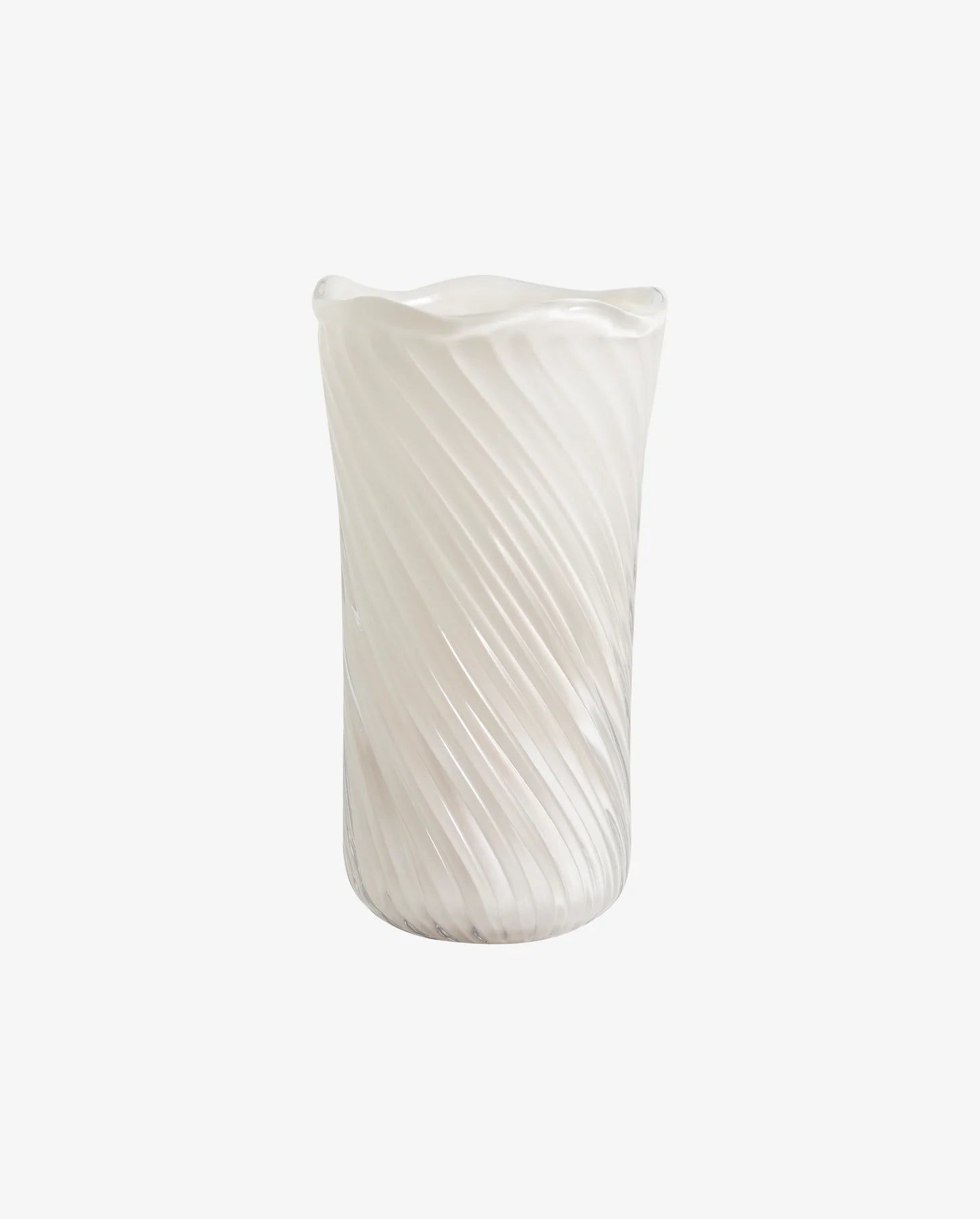 Handmade White Twist Shape Glass Vase - stoneandbeige