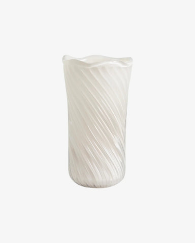 Handmade White Twist Shape Glass Vase - stoneandbeige
