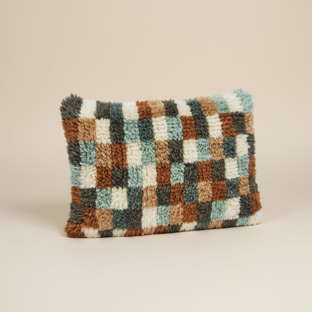HandWoven Wool Squared Cushion - stoneandbeigeHandWoven Wool Squared Cushion